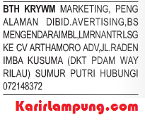 Lowongan Marketing CV Arthamoro Bandar Lampung