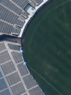 googlemapを１８０度回転させた「阪神甲子園球場」の左翼拡大画像