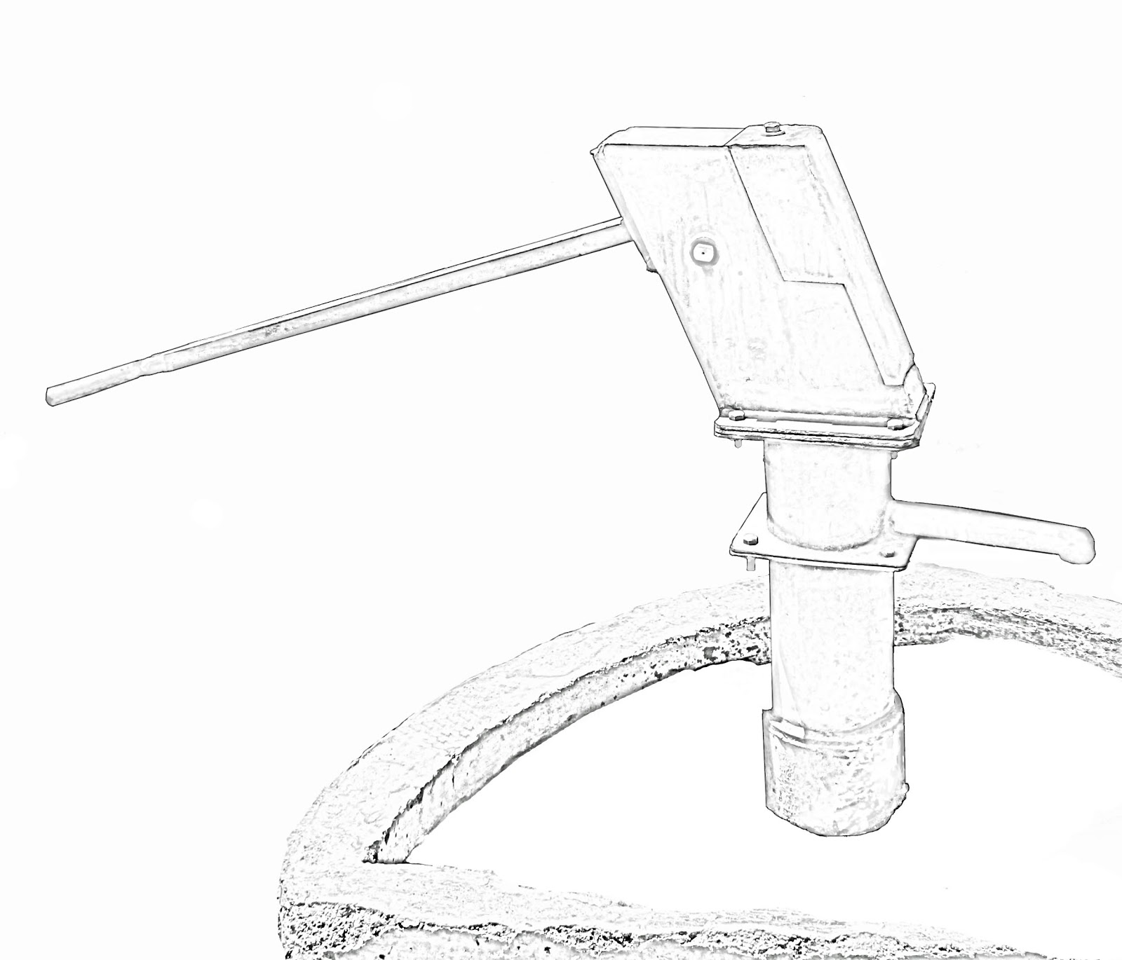 Stock Pictures: Hand Pump Sketch and Line Drawing