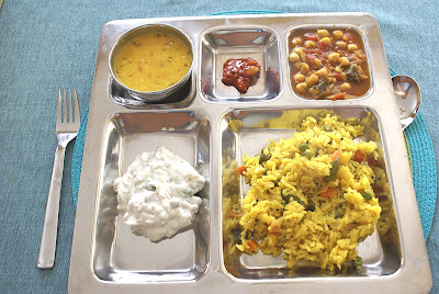 Vegetarian Saffron Rice (Pulao) with Yogurt-Cucumber Salad (Raita) Vegetarian Saffron Rice (Pulao) with Yogurt-Cucumber Salad (Raita)