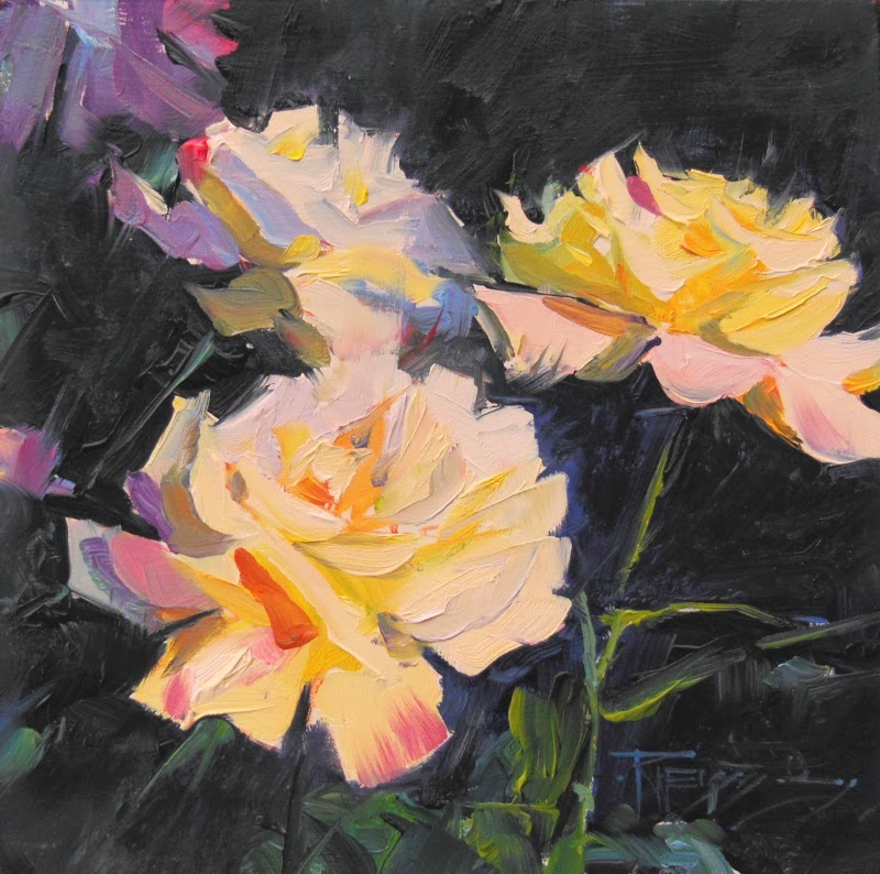 in plein air "Fragrance" rose, oil painting by Robin Weiss
