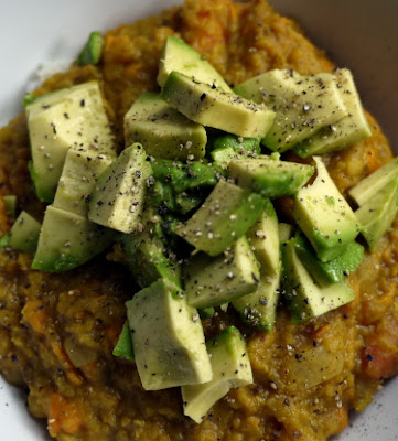 red lentil curry with avocado