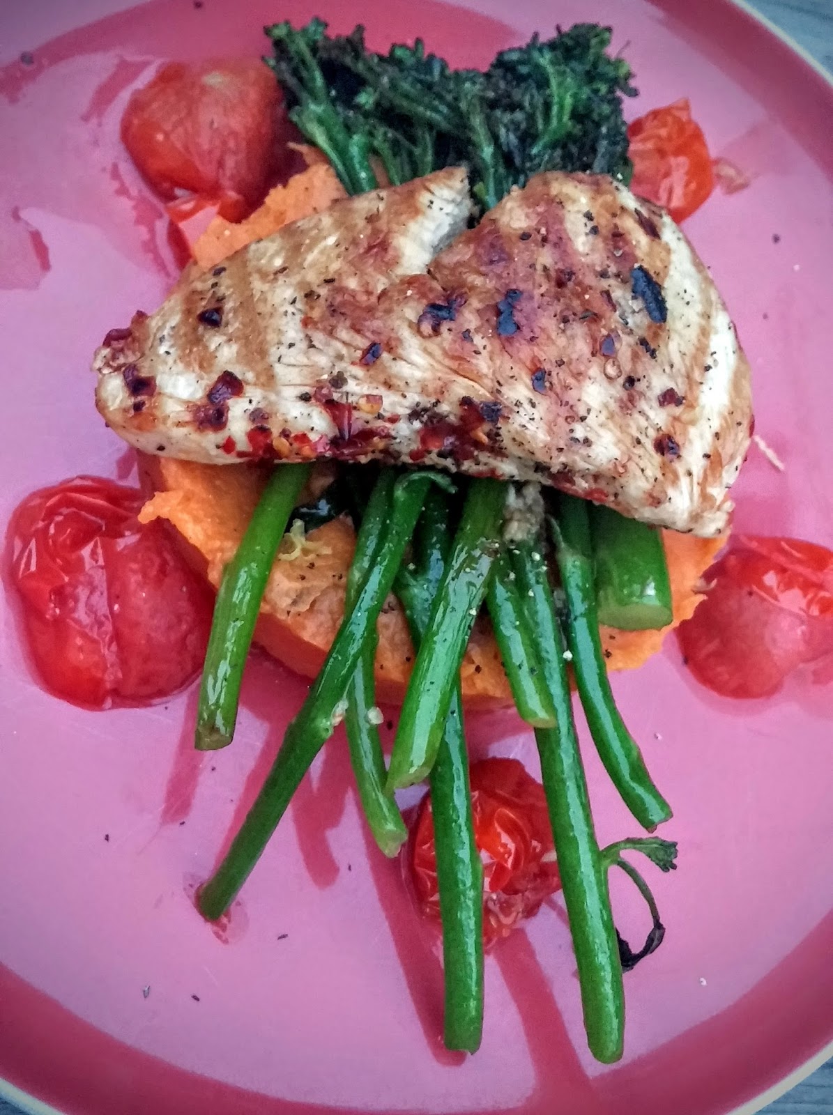 Chilli Turkey, Sweet Potato Mash with Tenderstem Broccoli and Lemon