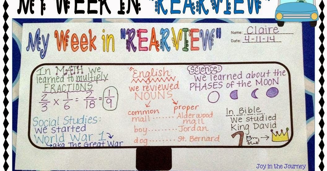 Joy in the Journey {FREE} Student Reflection Tool My Week in REARVIEW