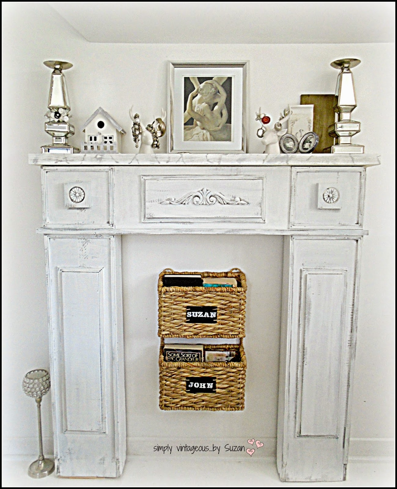 simply vintageous...by Suzan I painted my DIY Faux Fireplace