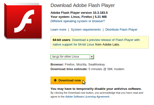 install flash 64 bit