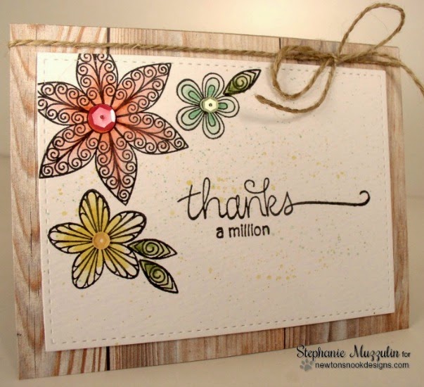 Thank you Flower card by Stephanie Muzzulin  | Beautiful Blossoms stamps by Newton's Nook Designs