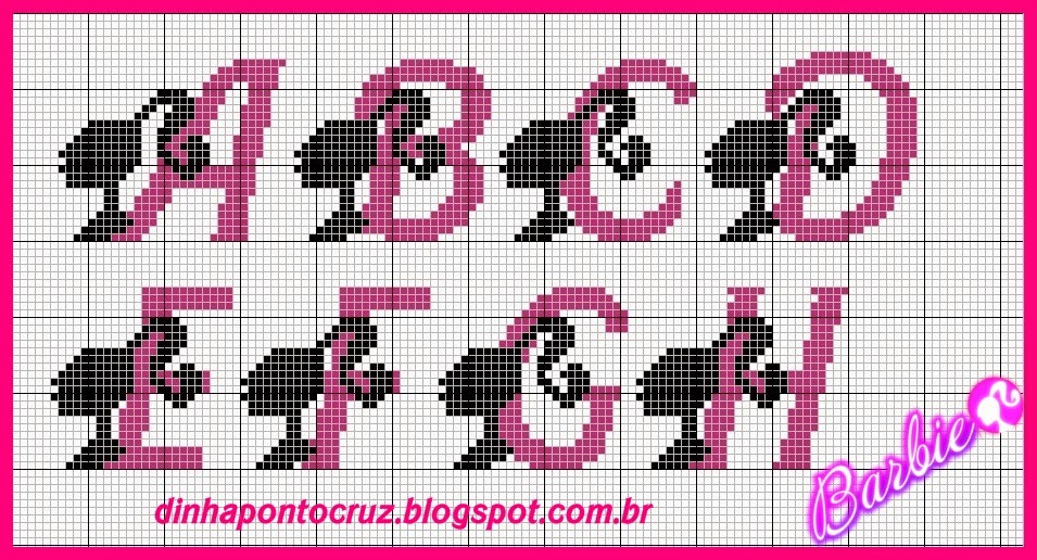 Barbie Em Ponto Cruz Dinha Ponto Cruz: Monograma e silhuetas Barbie ponto cruz