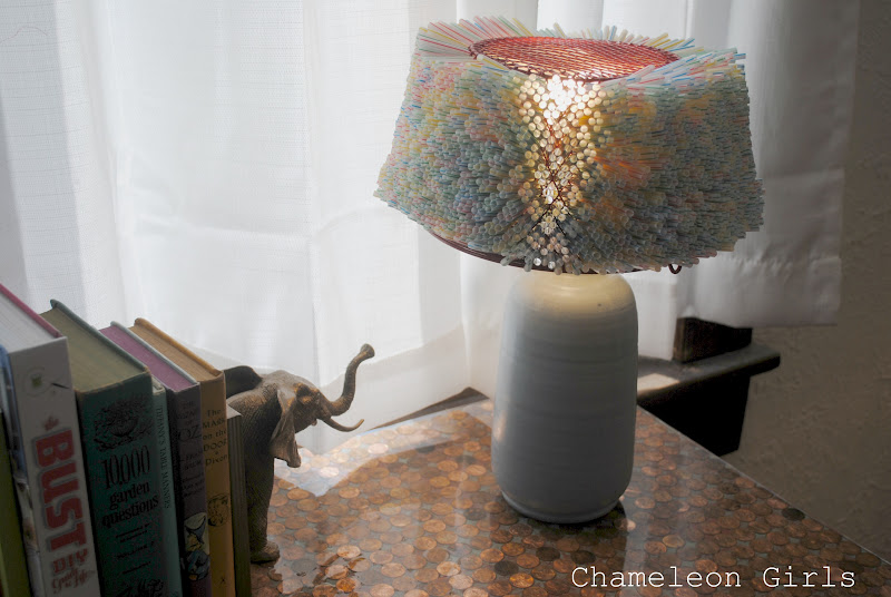 Drinking Straw Lamp Shade{Chameleon Girls}