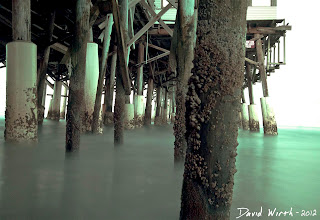 under the pier at cocoa beach, ocean florida, waves, water