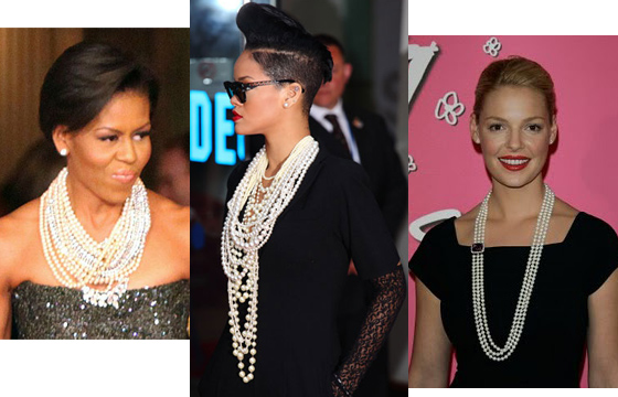 celebrities wearing pearls