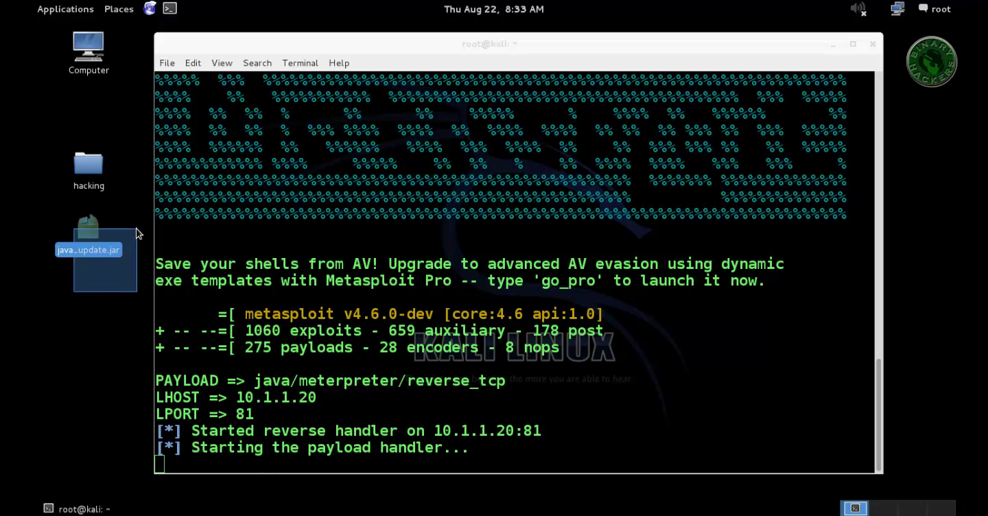 How To Create JAVA Payload In Kali Linux binary hackers