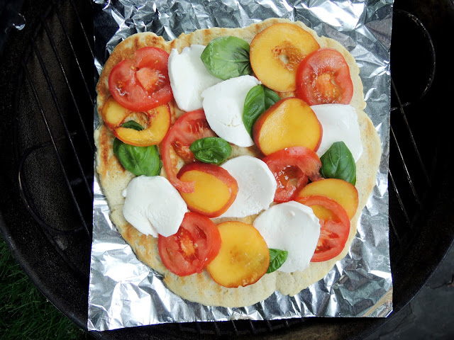 Grilled Peach Caprese Pizza