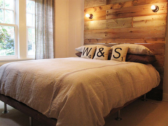 diy natural wood headboard