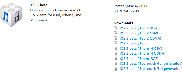 Download trực tiếp IOS 5 beta 1 cho Iphone, Ipod Touch, Ipad, Ipad ...