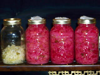 Jars of sauerkraut that I made.