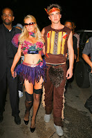 Paris Hilton and River Viiperi arriving at The Playboy Mansion Halloween Party 2012