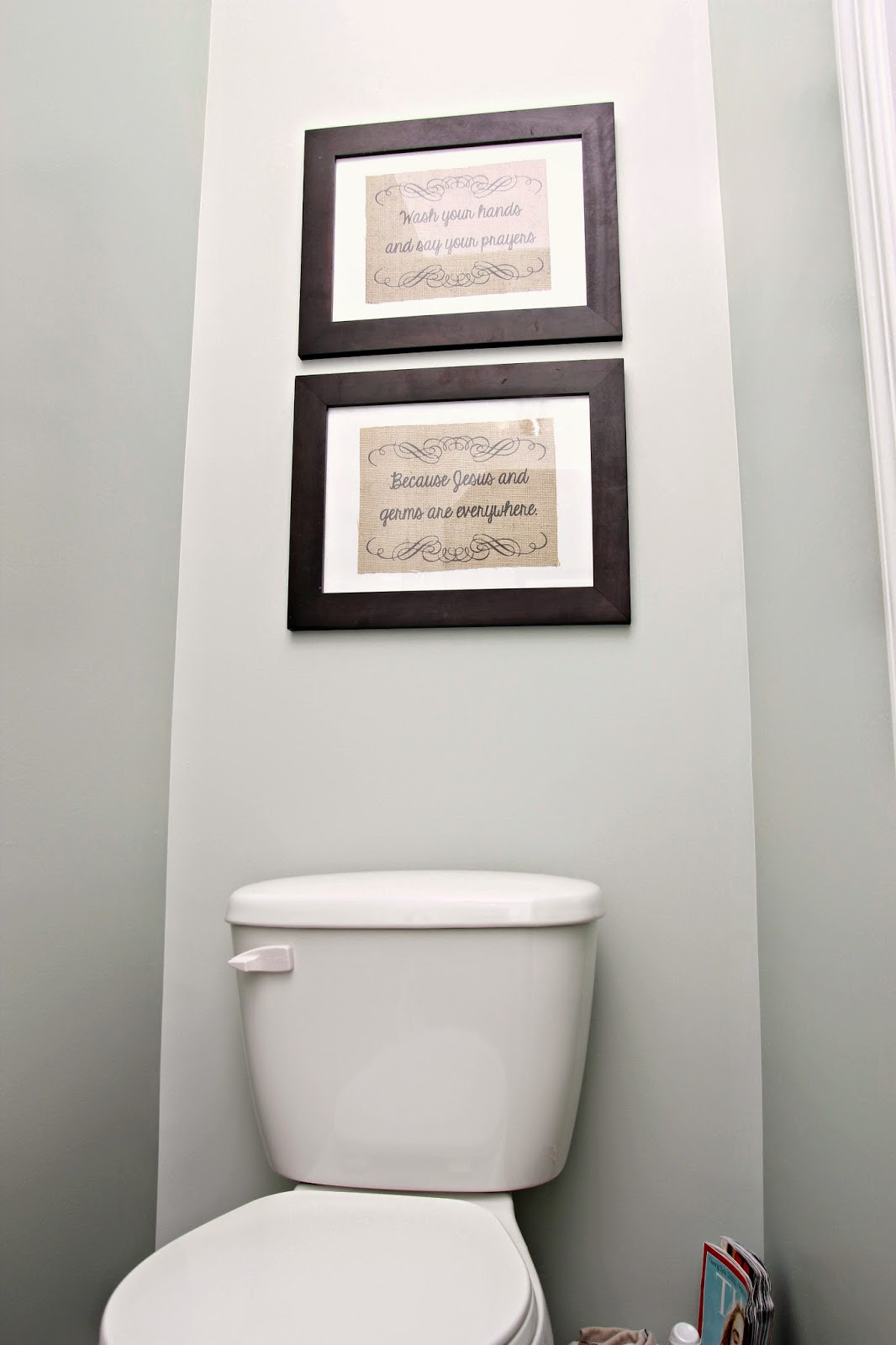 Easy Burlap Art and Powder Room Progress Bless'er House