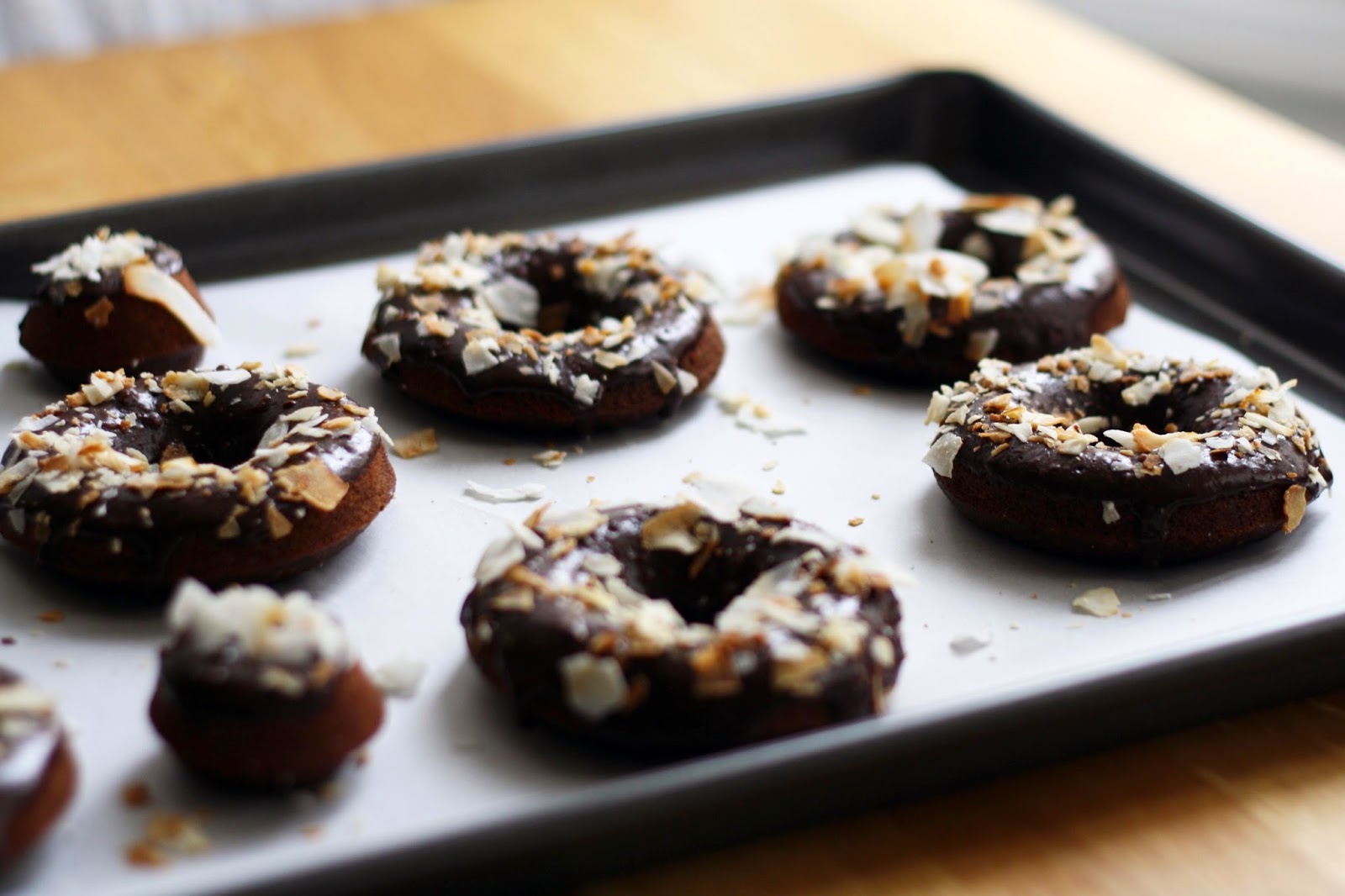 Chocolate Donuts with Toasted Coconut // sevengrams 