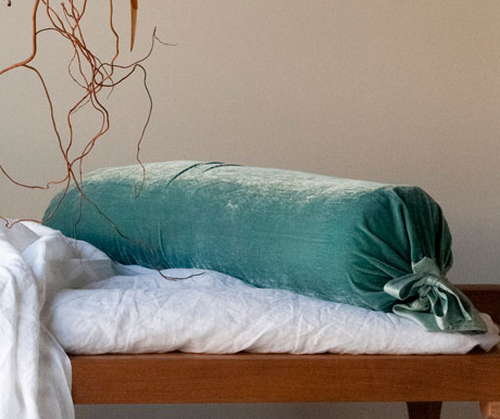 Bella Notte Linens Silk Velvet Bolster Pillow Everything Turquoise