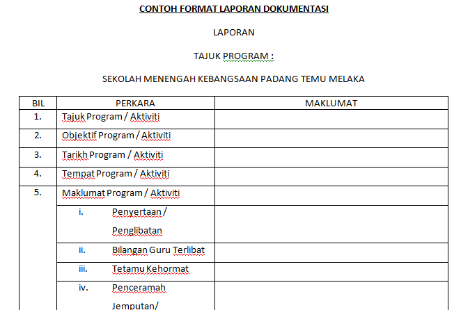 Smk Padang Temu 2014 Contoh Format Laporan