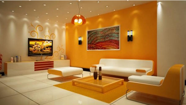 gambar ruang tamu oranye