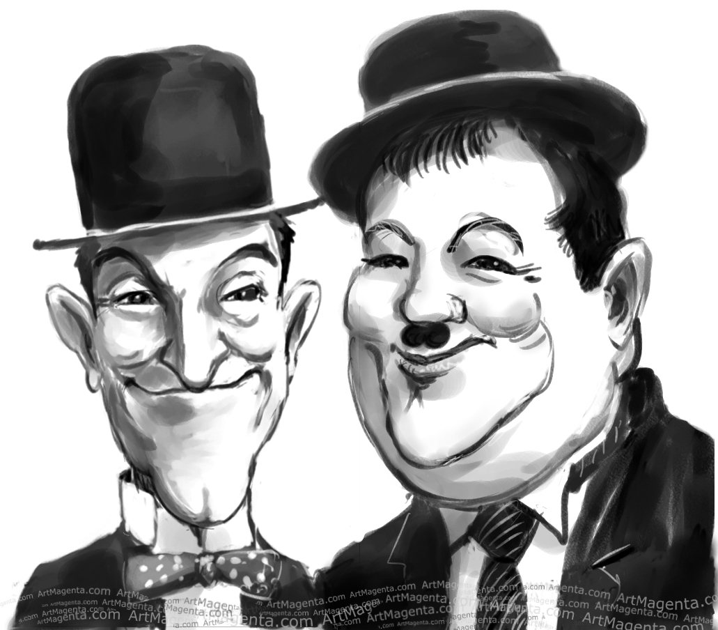 Caricatures: Laurel and Hardy