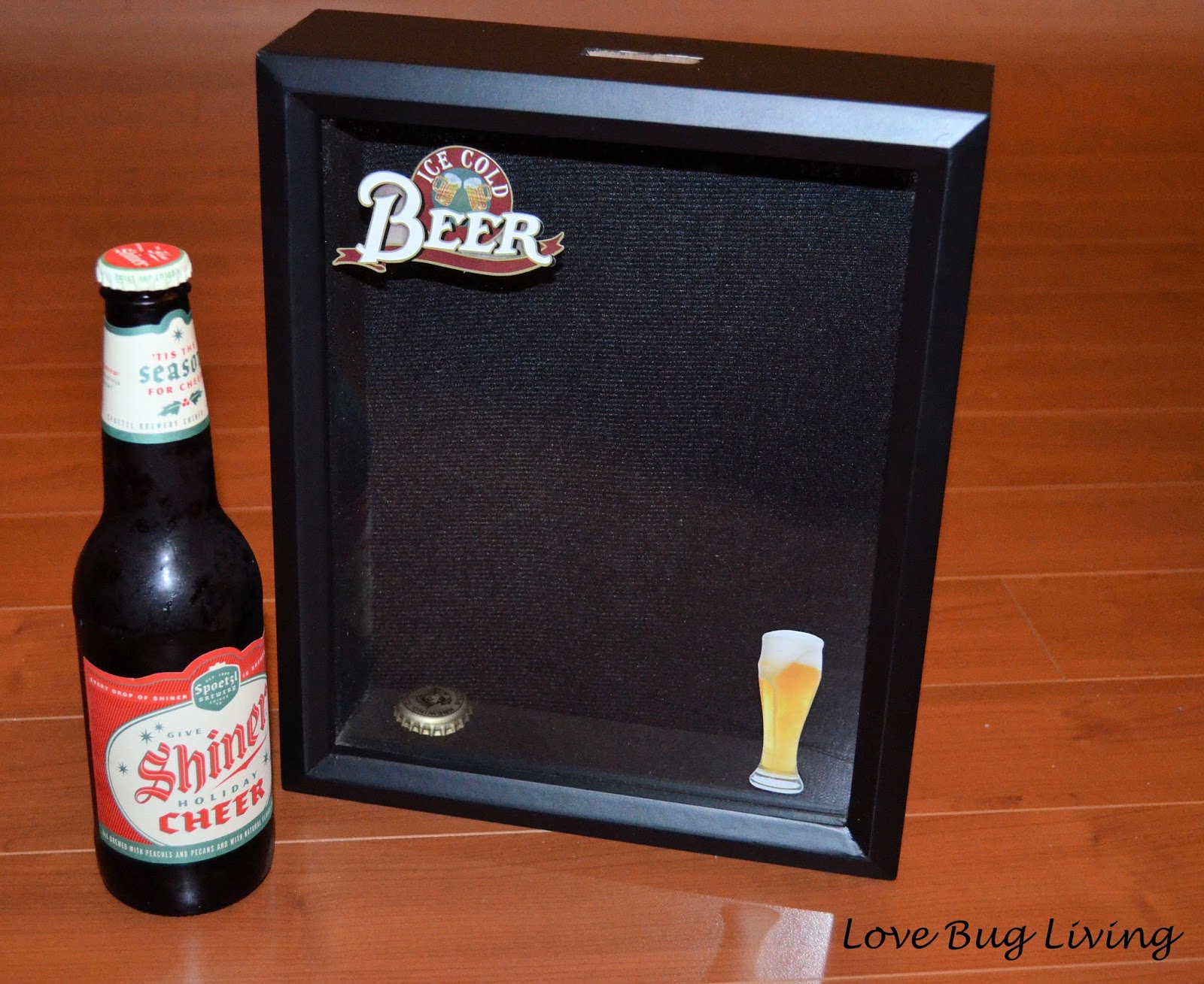 Love Bug Living Beer Cap Shadow Box for Father's Day