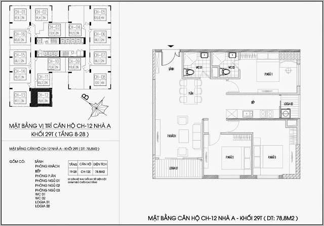 Mặt bằng căn hộ tòa A - 29 tầng, chung cư Imperia Garden Mặt bằng căn hộ tòa A - 29 tầng, chung cư Imperia Garden