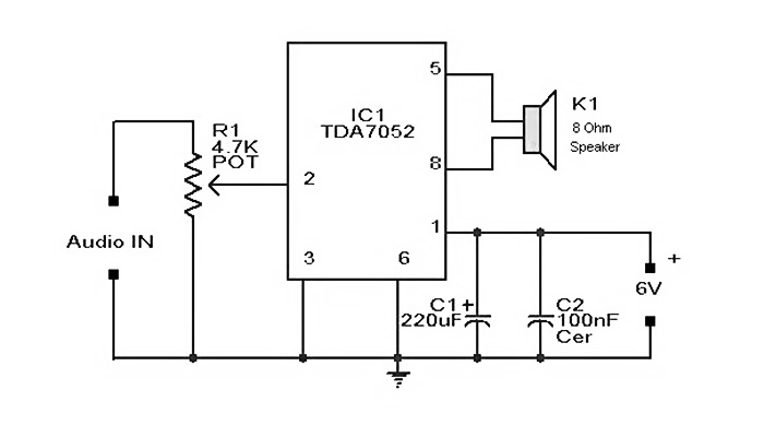 Rangkaian Amplifier Mini Audio 6 Volt