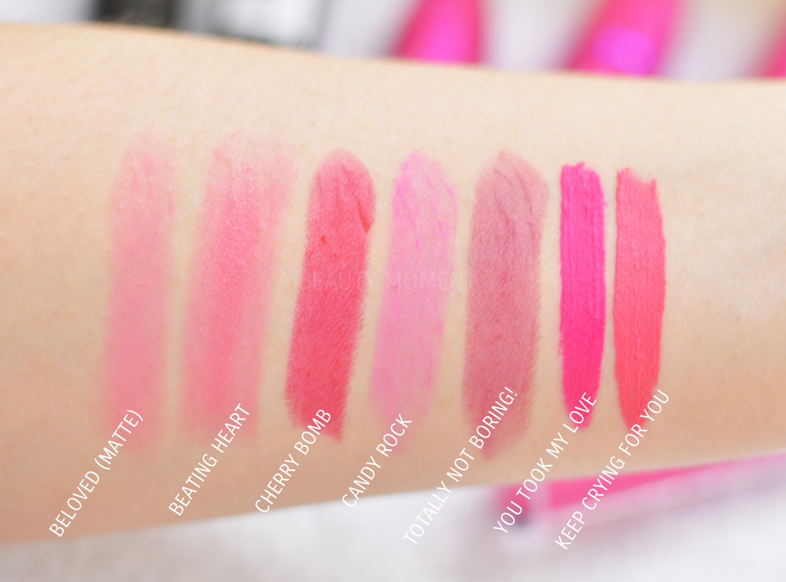 A Beauty Moment MAKEUP REVOLUTION LIPSTICKS REVIEW AND SWATCHES