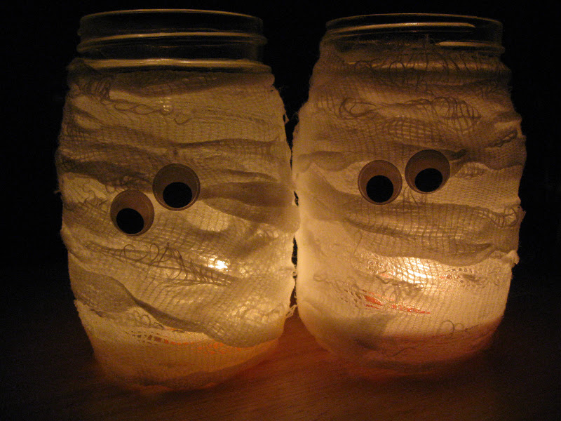 Scrappin'...Expect the Unexpected Mason Jar Mummy Candle Holders