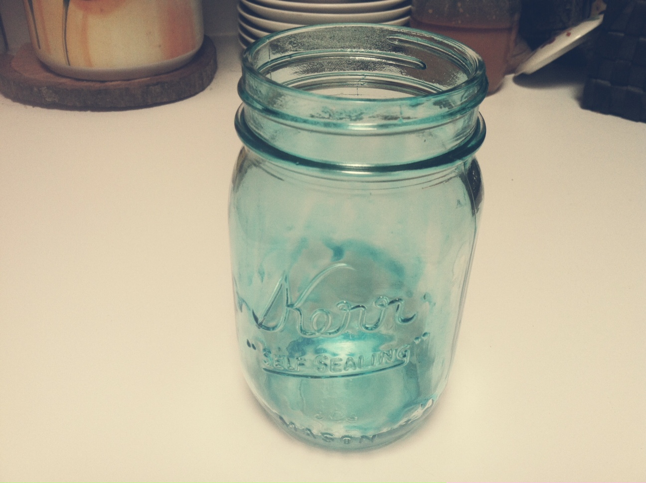 Chevron Stitches DIY Stained Mason Jar