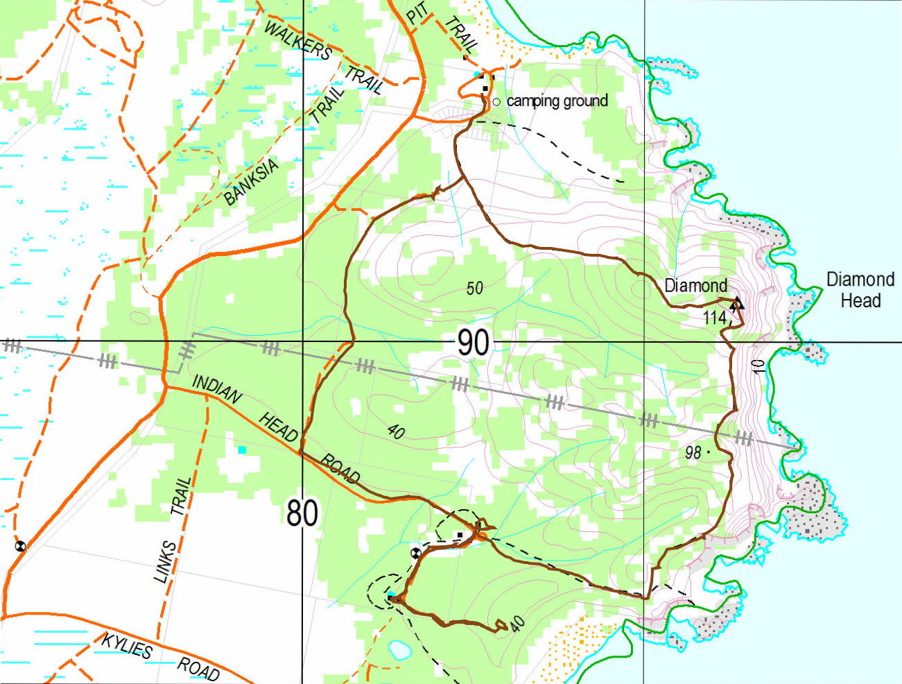 Mountains Diamond Head, NSW, Australia (exercise walk)