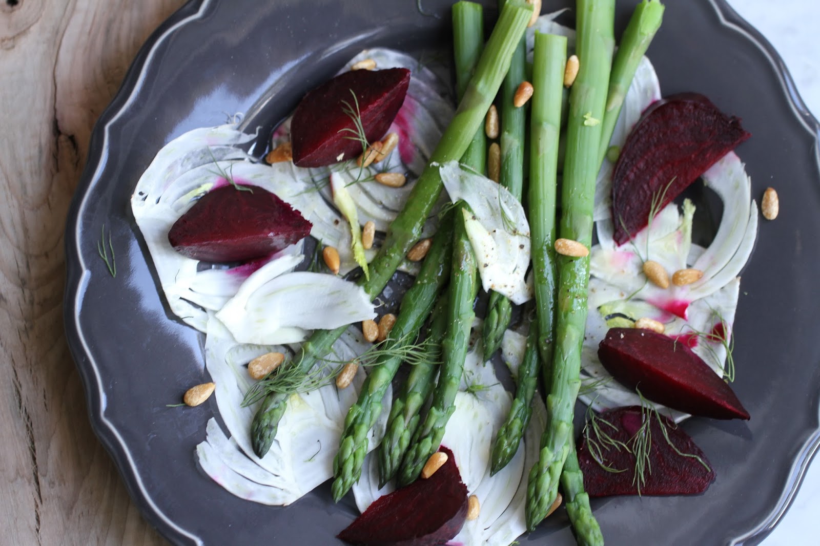 Asparagus, Fennel and Beets with White Wine Dressing Ever Open Sauce