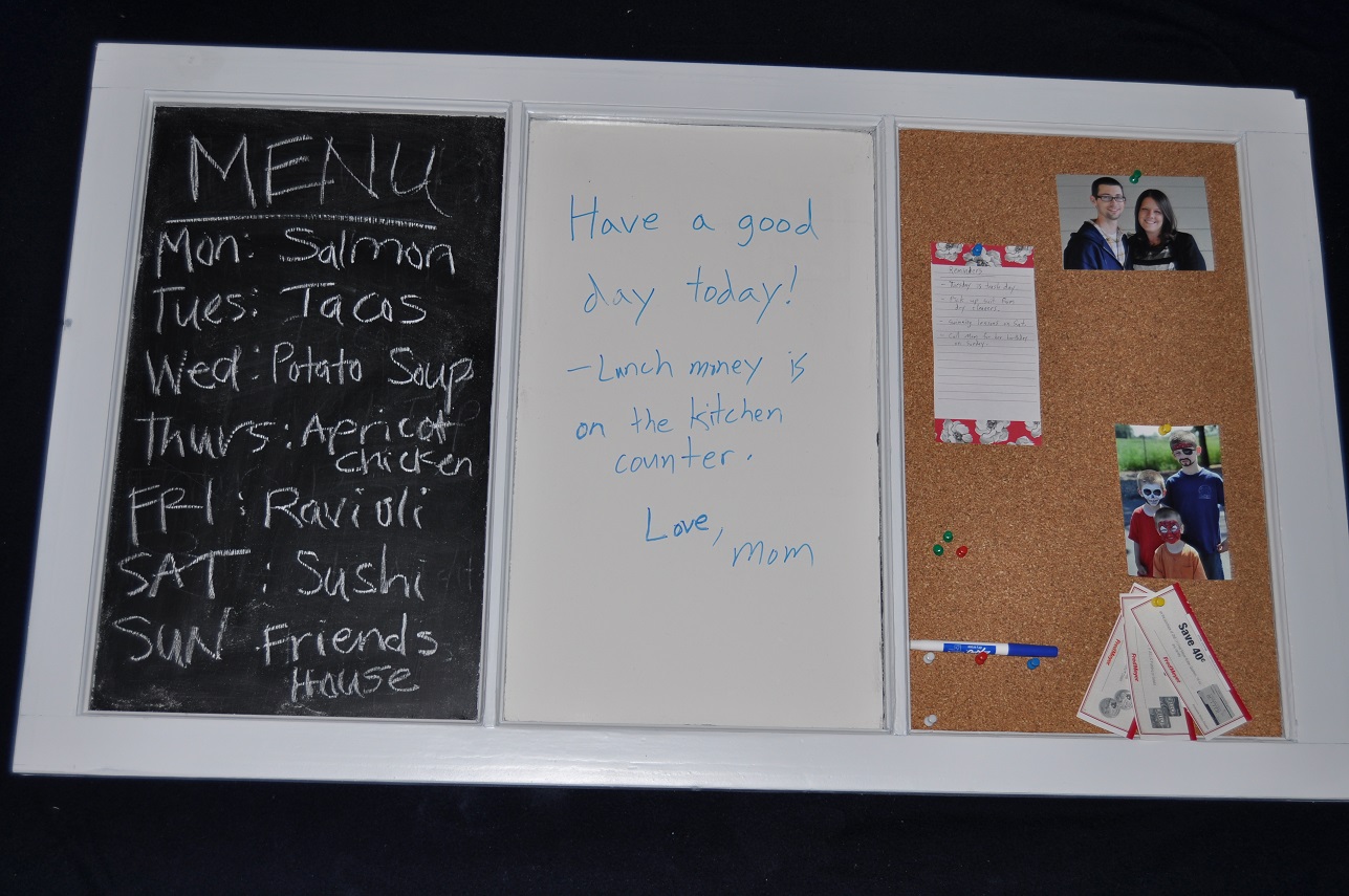 repurposed window into message board {michaels relove challenge