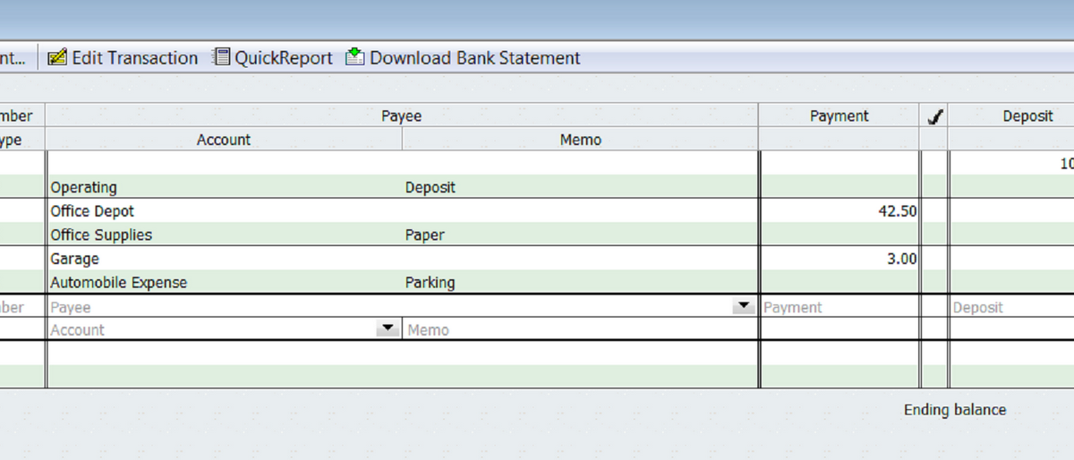 Benton Recording Cash Transactions in QuickBooks