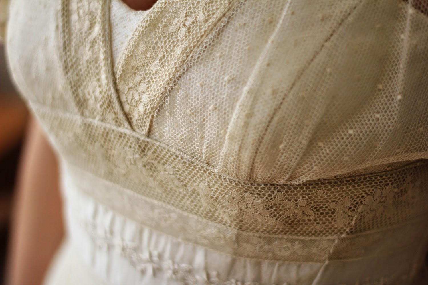 My antique lace wedding dress - made from Normandy lace bedspread