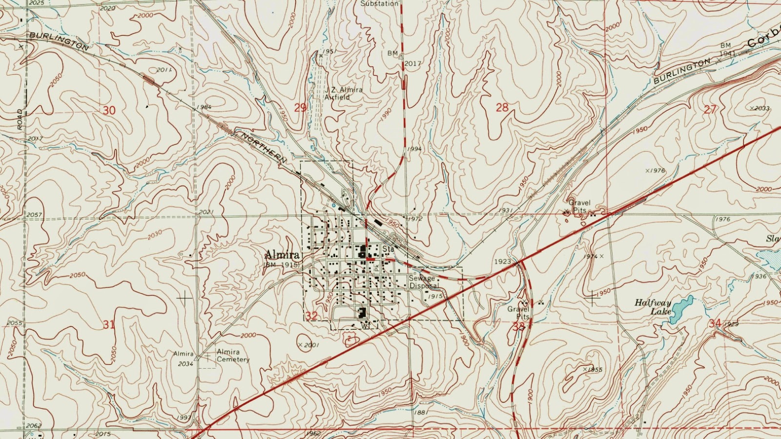 Big Bend Railroad History 1969 Almira Topo Map