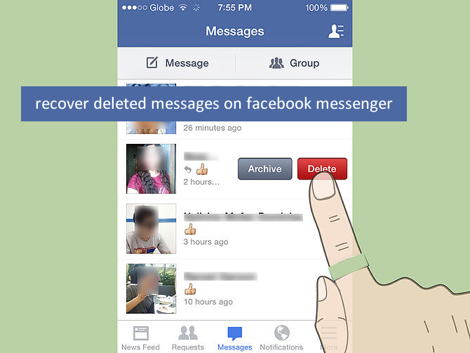 how to delete from facebook messenger on iphone