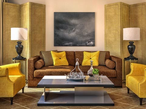Salas en color amarillo y marrón - Salas con estilo