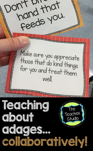 The Teacher Studio: Learning, Thinking, Creating: Teaching Adages:  Using Task Cards to Engage Students