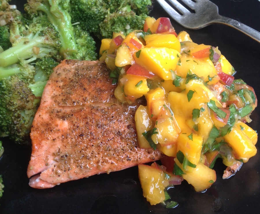 From Kirsten's Kitchen to Yours Garam Masala Salmon with Mango Peach Salsa