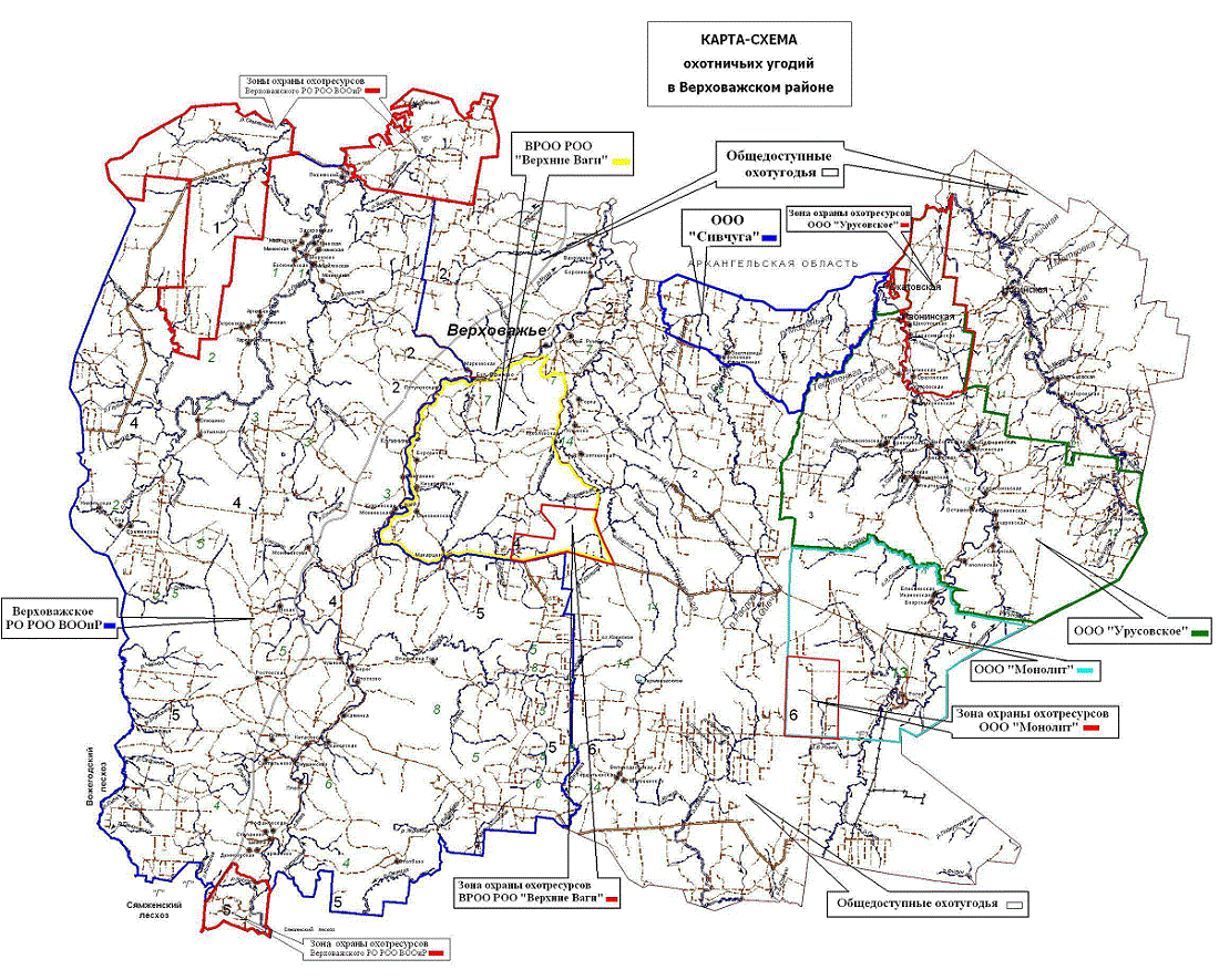 Карта охотугодий Верховажского района