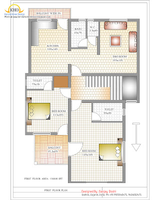 Duplex House Plan and Elevation First Floor Plan - 215 Sq M (2310 Sq. Ft.) - January 2012