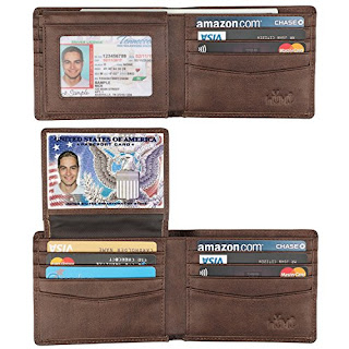 Mens Wallet Handmade Bifold RFID Blocking Genuine Leather Wallets for Men ID Win