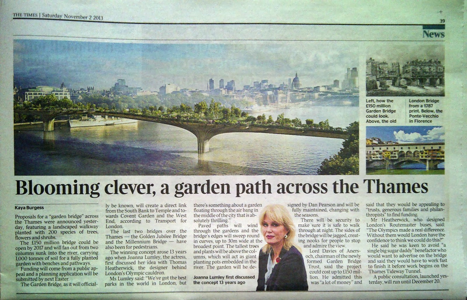 A Beautiful Pedestrian 'Garden Bridge' over the River Thames in London