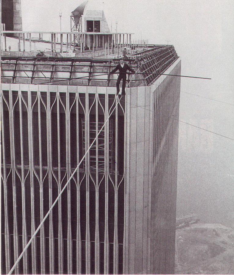 Amazing Or Funny Philippe Petit's walk on steel wire tied in between