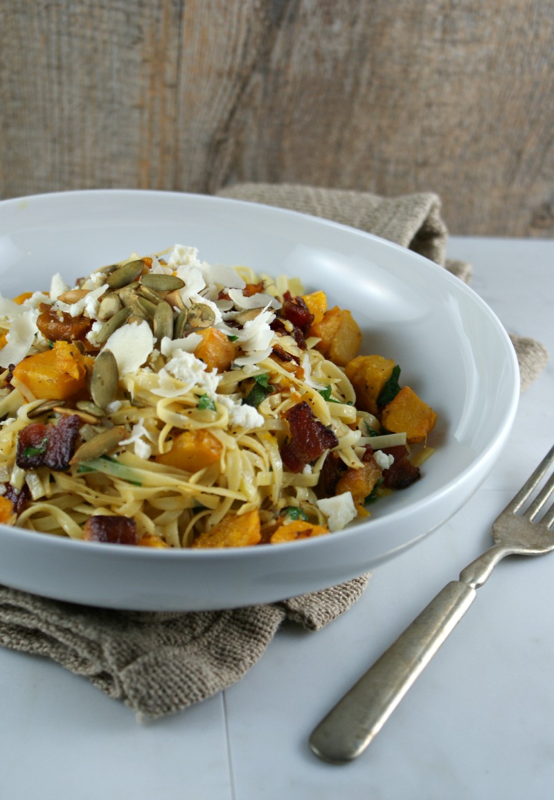 Authentic Suburban Gourmet Pumpkin and Bacon Pasta