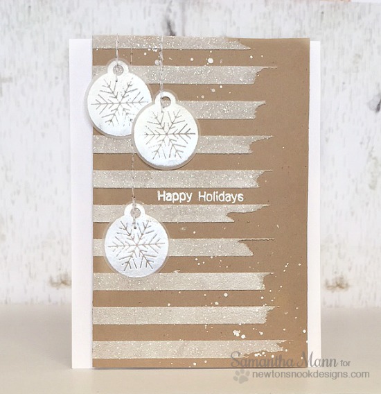 Happy Holidays ornament card by Samantha Mann | Jolly Tags stamp set by Newton's Nook Designs #newtonsnook